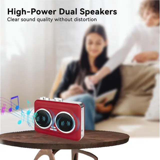 Alt view image 5 of 7 - Cassette Player Recorder, Portable Cassette Tape Player with Built-in Dual Speakers, Auto Reverse, Cassette to MP3 ,Rewind Stereo Cassette Red