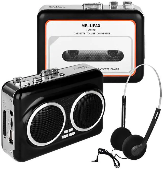 Main image of Cassette Player Recorder, Portable Cassette Tape Player with Built-in Dual Speakers, Auto Reverse, Cassette to MP3 Converter,Rewind Stereo CassetteBlack