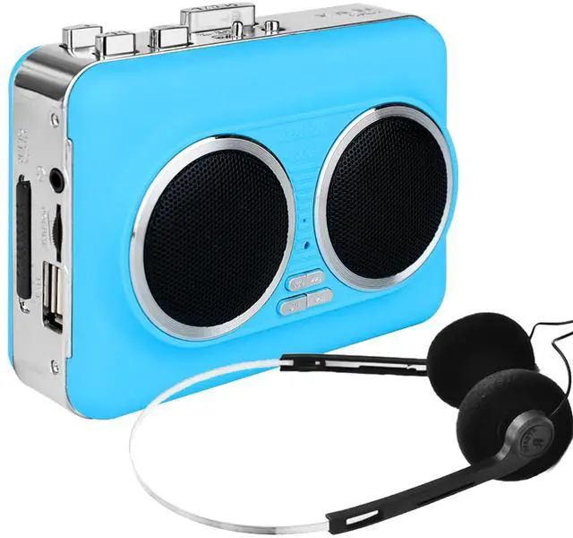 Main image of Cassette Player Recorder, Portable Cassette to MP3 Converter with USB-C, Built-in Speaker, Audio Tape to Digital Converter, Reverse Recording for Stereo Sound Blue