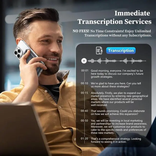 Alt view image 2 of 7 - AI Voice Recorder: 64GB with Free Transcription & AI Summary, APP & Web Control, 121 Languages, Wireless Charging for Meetings