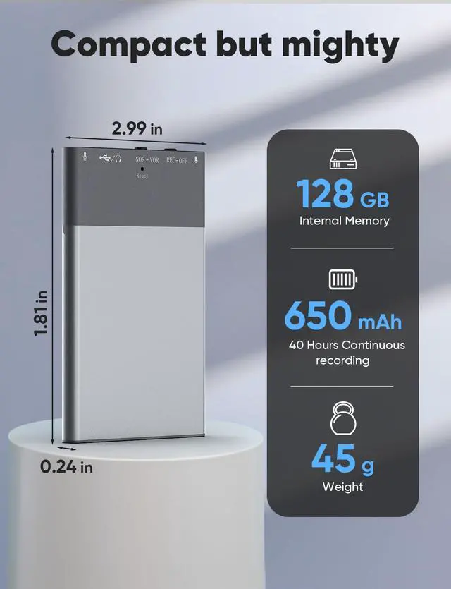 Alt view image 7 of 7 - 128GB AI Voice Recorder, Note Voice Recorder - Transcribe & Summarize, AI Noise Cancellation Technology, Supports 118 Languages, APP Control Audio Recorder for Lectures, Meetings, Calls