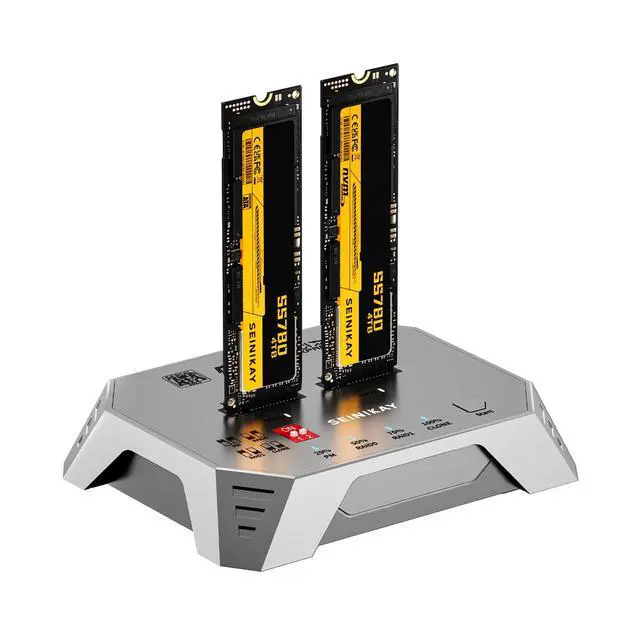Main image of M.2 Cloner for NVMe SATA SSD, NVMe Raid Enclosure with RAID 0/RAID 1/PM/JBOD Mode , 20Gbps Dual NVMe Enclosure, Design for 22110 2280 2260 2242 2230 Size