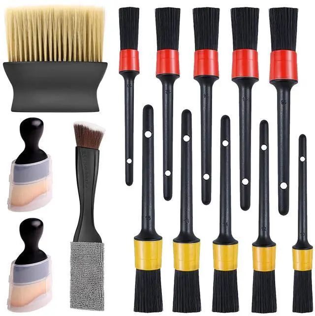 Main image of 14Pcs Car Interior & Exterior Dusting Brush Set Contains Soft Cleaning Brushes, Auto Boars Hair Detailing Brushes, Double Head Brush for Automotive Air Conditioning Vent Dashboard Screen