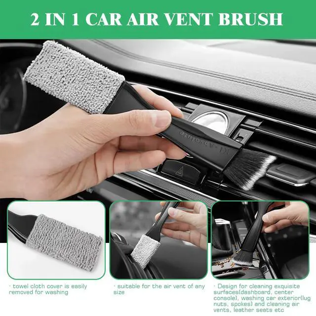 Alt view image 4 of 7 - 14Pcs Car Interior & Exterior Dusting Brush Set Contains Soft Cleaning Brushes, Auto Boars Hair Detailing Brushes, Double Head Brush for Automotive Air Conditioning Vent Dashboard Screen