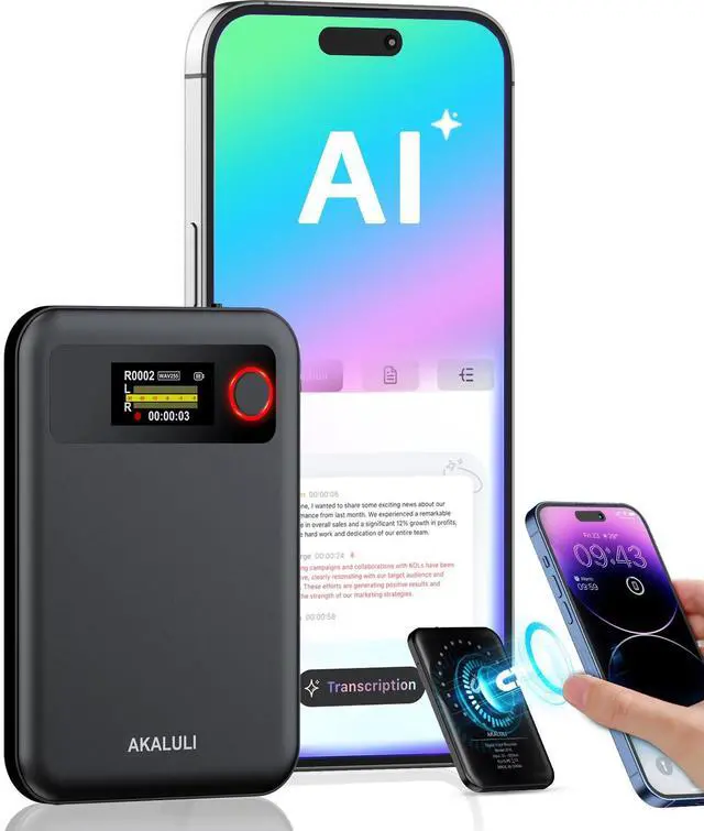 Main image of AI Voice Recorder with Transcribe Summarize: Note Voice Recorder with APP Control, 30H Continuous Recording, 64GB Memory Support 100+ Languages, AI Recorder for Calls, Lectures, Meetings