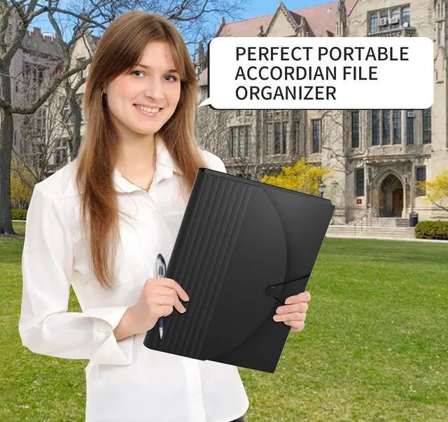 Alt view image 4 of 7 - 24 Pockets Expanding File Folder,Accordion File Organizer,Document Organizer Letter Size,Expandable Filing Box,Special Designed for Portable Use,Accordian Folders,Plastic (Black)