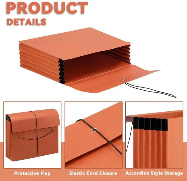 Alt view image 3 of 6 - 2 Packs Expanding File Folder with Flap and Cord Closure,5 Inch Expansion Accordion File Organizer,Letter Size