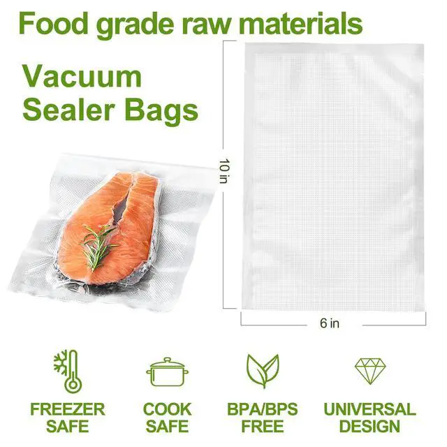 Alt view image 5 of 7 - 100 Single-Ply Vacuum Sealer Bags (6"x10" Quart) Pre-Separated, Commercial Grade, BPA Free for Food Storage, Sous Vide & Meal Prep 1 Pack (100 Count)
