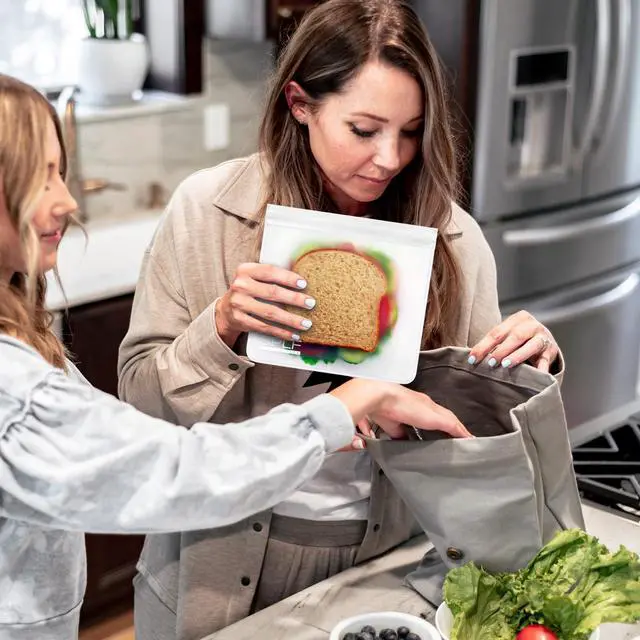 Alt view image 3 of 7 - 10 Pack Dishwasher Safe Reusable Snack Bags, BPA Free Reusable Food Storage Freezer Bags Leakproof Silicone and Plastic Free Lunch Bags Fridge Home Organization