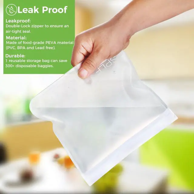 Alt view image 4 of 7 - 10 Pack Dishwasher Safe Reusable Snack Bags, BPA Free Reusable Food Storage Freezer Bags Leakproof Silicone and Plastic Free Lunch Bags Fridge Home Organization