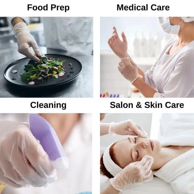 Alt view image 5 of 7 - HCS Clear Vinyl Gloves - Medium Gloves Disposable, Latex-Free, Powder-Free - Vinyl Disposable Glove, Cooking, Food Prep, Cleaning - Medical Exam Glove, Medium (100/Box)
