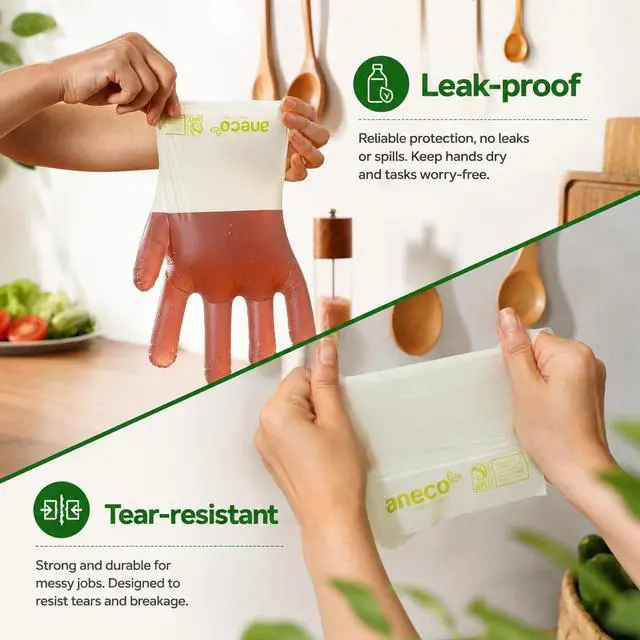 Alt view image 5 of 7 - 100% Compostable Gloves for Cooking Food Prep - Extra Large Disposable Food Prep Gloves for Kitchen - Latex & Powder-free Food Grade with BPI Certified (100 Count)