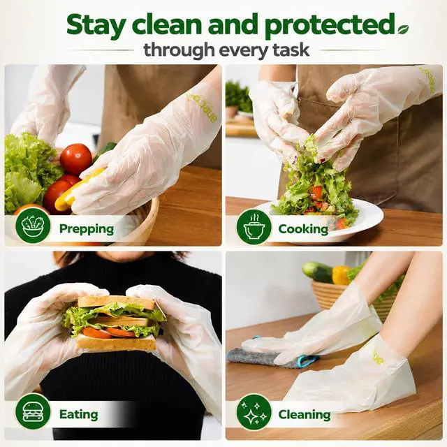 Alt view image 6 of 7 - 100% Compostable Gloves for Cooking Food Prep - Extra Large Disposable Food Prep Gloves for Kitchen - Latex & Powder-free Food Grade with BPI Certified (100 Count)