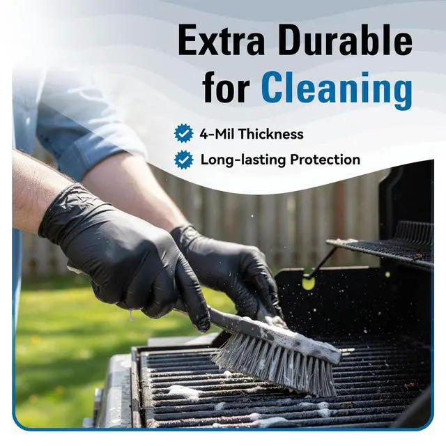 Alt view image 3 of 6 - Nitrile Gloves Disposable Latex Free, 4 Mil Black Food Grade Powder Free Rubber Gloves for BBQ, Cooking, Cleaning (100, Medium)