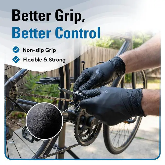 Alt view image 5 of 6 - Nitrile Gloves Disposable Latex Free, 4 Mil Black Food Grade Powder Free Rubber Gloves for BBQ, Cooking, Cleaning (100, Medium)