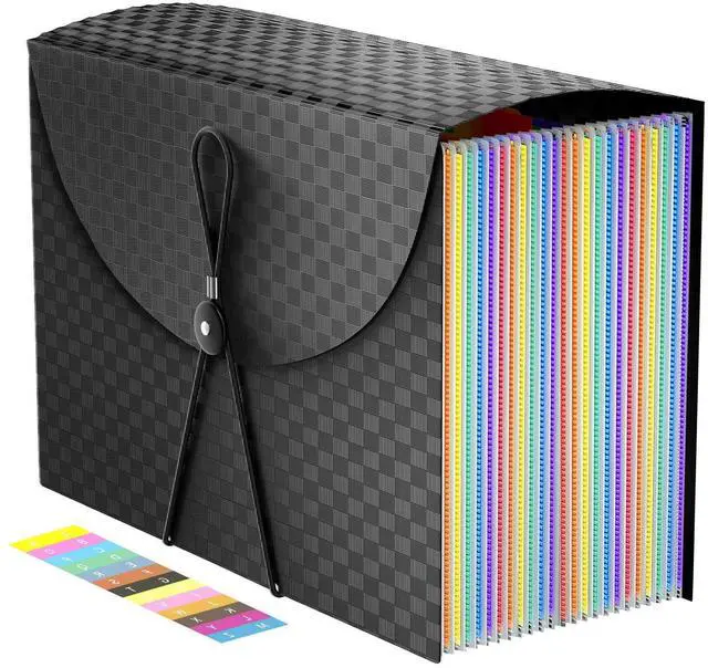 Main image of Expanding File Folders Accordion File Organizer with 24 Pockets,Accordian Document Folder Letter Size,Expandable Filing Box,Bill,Receipt and Paper Organizer Storage Boxes,Light-Duty,Portable Perfect