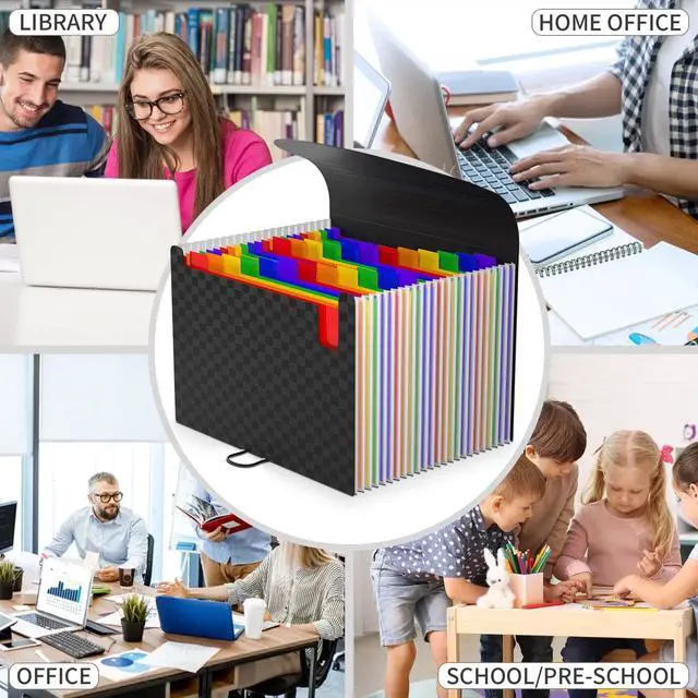 Alt view image 7 of 7 - Expanding File Folders Accordion File Organizer with 24 Pockets,Accordian Document Folder Letter Size,Expandable Filing Box,Bill,Receipt and Paper Organizer Storage Boxes,Light-Duty,Portable Perfect