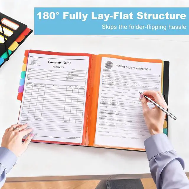Alt view image 5 of 7 - 1 Pack Expanding File Folder with 12 Pockets: A4 Accordion Document Organizer with Elastic Closure & Rainbow Tabs, Portable PP Plastic File Holder for Office, School, Home (Black-1 Pack)
