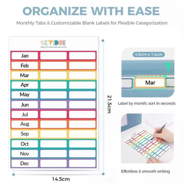 Alt view image 2 of 7 - Expanding File Folder with 13 Pockets, Accordion Document Organizer with Monthly Labels, A4 & Letter Size for Tax Records, Medical Files, Receipts, Home of Haze Blue