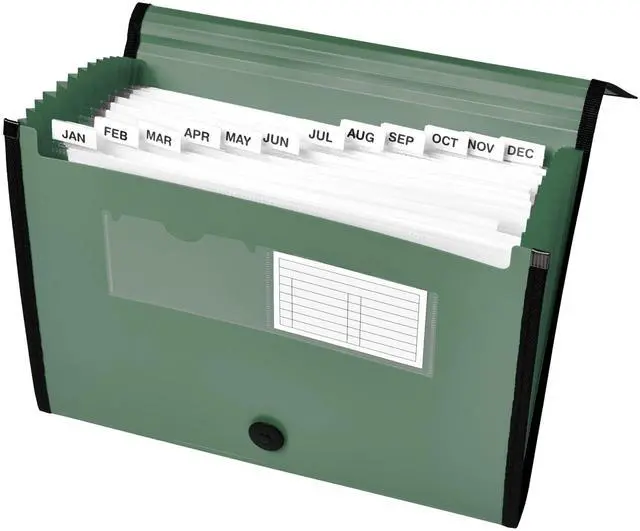 Alt view image 2 of 7 - Expanding File Folder Organizer, 13-Pocket Accordion File Organizer, Sage, Holds 425 Letter/A4-Size Sheets (73555)