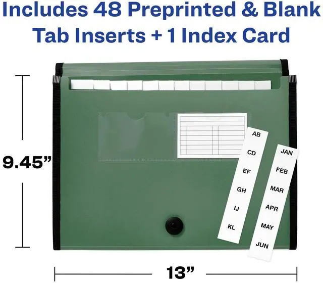 Alt view image 3 of 7 - Expanding File Folder Organizer, 13-Pocket Accordion File Organizer, Sage, Holds 425 Letter/A4-Size Sheets (73555)