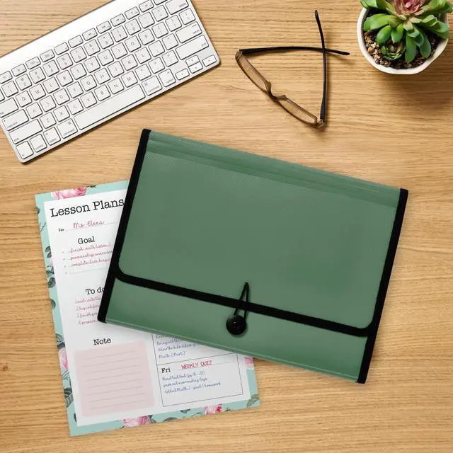 Alt view image 7 of 7 - Expanding File Folder Organizer, 13-Pocket Accordion File Organizer, Sage, Holds 425 Letter/A4-Size Sheets (73555)