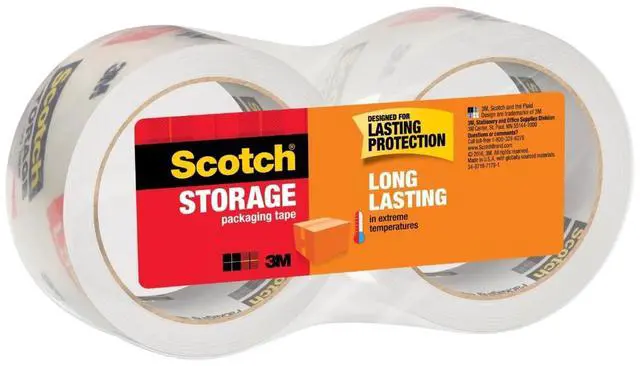 Main image of Long Lasting Storage Packing Tape, Clear, Storage Tape Withstands Extreme Temperatures, 1.88 in x 54.6 yd, 2 Refill Rolls