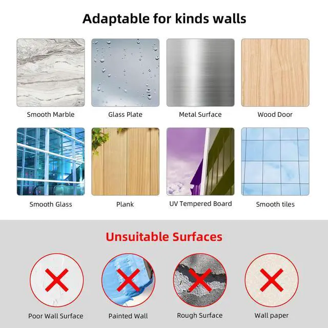 Alt view image 5 of 7 - Large Adhesive Hooks 44Ib(Max), Wall Hooks Self-Adhesive Traceless Clear and Removable, Waterproof and Rustproof Hooks for Hanging for Home Bathroom Kitchen Office and Outdoor, 10-Pack