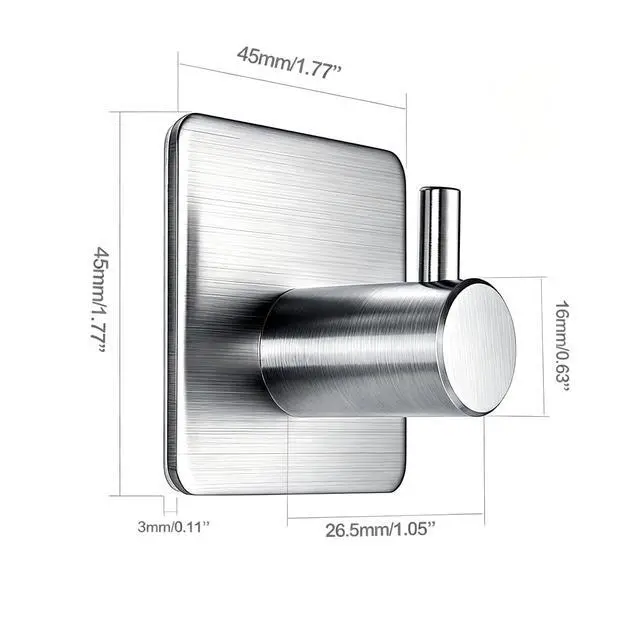 Alt view image 2 of 7 - Adhesive Towel Hooks 15lbs Heavy Duty Wall Hooks Waterproof Stainless Steel Hanger for Hanging Coat, Hat, Towel Robe Hook Rack Wall Mount- Bathroom and Bedroom 4-Packs