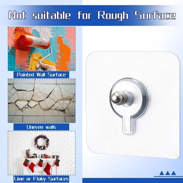 Alt view image 3 of 6 - 45 Pack Picture Hangers Without Nails, Heavy Duty No Drill Adhesive Hooks Waterproof Hanging Hook for Bathroom Kitchen, Transparent Sticky Hooks for Frames(Classic)