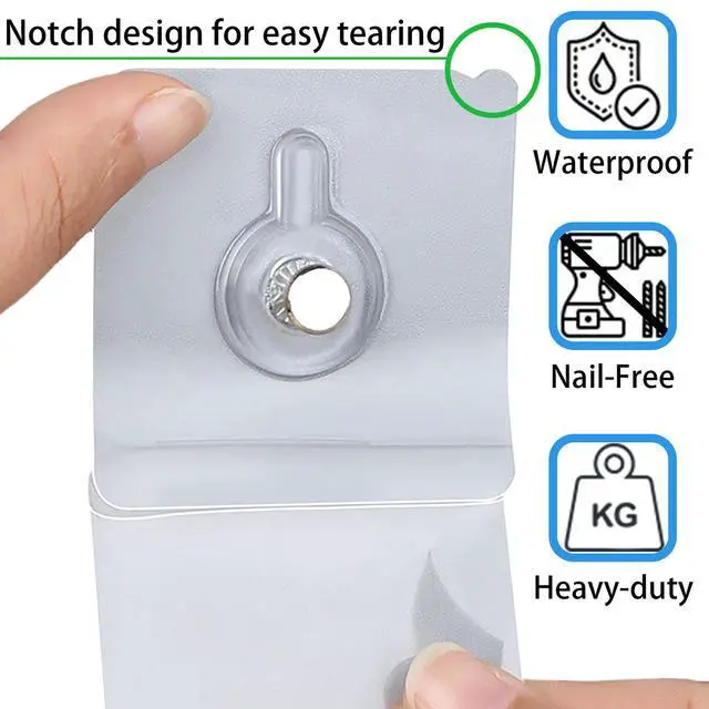 Alt view image 2 of 5 - Picture Hangers Without Nails, Nail Free Wall Hangers,30 Counts Adhesive Wall Hooks for Hanging with Waterproof and Oilproof,4 lbs Load Max