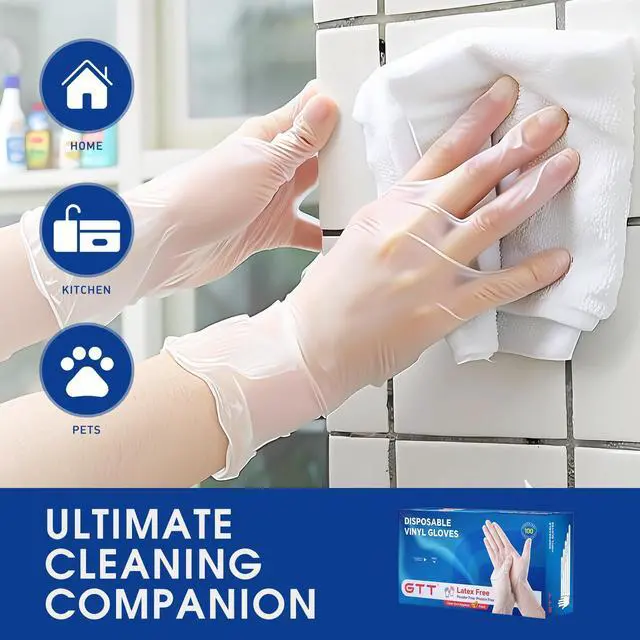 Alt view image 3 of 7 - Disposable Vinyl Gloves, Food Safe, Latex-Free, Powder-Free, Clear Plastic Gloves for Cooking, House Cleaning, Food Prep 100 Count Small 3mil