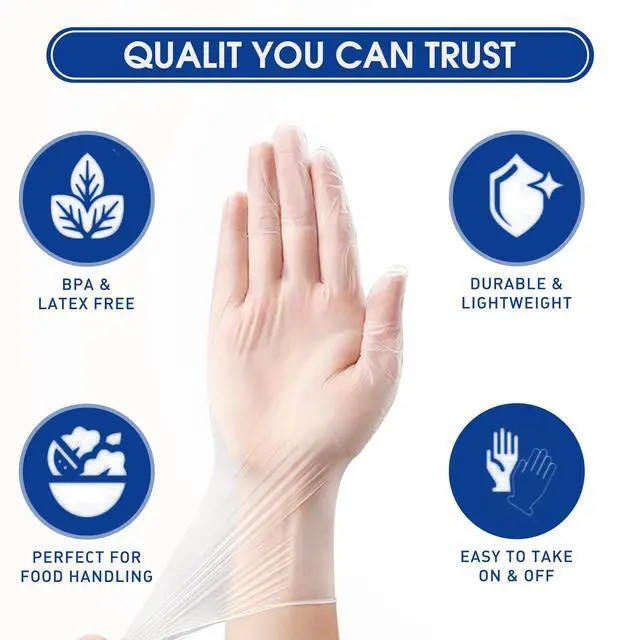 Alt view image 4 of 7 - Disposable Vinyl Gloves, Food Safe, Latex-Free, Powder-Free, Clear Plastic Gloves for Cooking, House Cleaning, Food Prep 100 Count Small 3mil