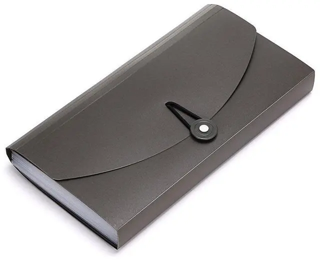 Main image of 13 Pockets Expanding Check Bill File Folder-Hand-held Small Accordion File Folder Expandable Card Ticket Holder Plastic Business Document Organizer Wallet Case New Grey