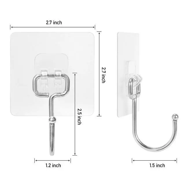 Alt view image 7 of 7 - Large Adhesive Hooks 22Ib(Max),Waterproof and Rustproof Wall Hooks for Hanging Heavy Duty,Stainless Steel Towel and Coats Hooks to use Inside Kitchen,Bathroom,Home and Office,16Pack (16)