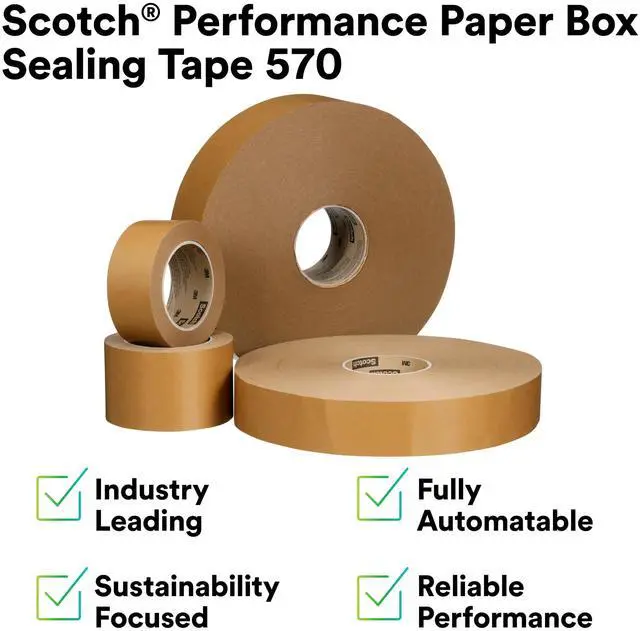 Alt view image 2 of 7 - Scotch Performance Paper Box Sealing Tape 570, 1.9" x 55 yd (48 mm x 50 m), 1 Roll, Brown, Recycle-Compatible, Great for Packaging, Shipping, and Moving
