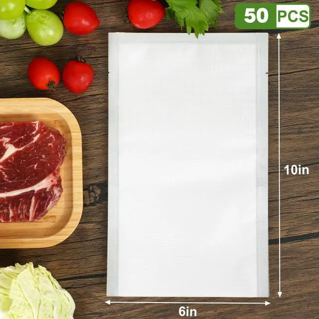 Alt view image 2 of 7 - 50pcs Vacuum Sealer Bags, Food Saver Bags Pint 6" x 10", BPA Free, Pre-cut Commercial Grade Vac Bags for Food Storage, Meal Prep or Sous Vide