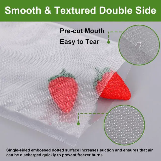 Alt view image 4 of 7 - 50pcs Vacuum Sealer Bags, Food Saver Bags Pint 6" x 10", BPA Free, Pre-cut Commercial Grade Vac Bags for Food Storage, Meal Prep or Sous Vide