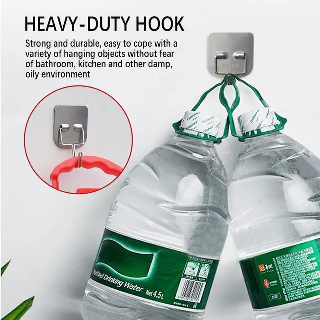 Alt view image 5 of 6 - Metal Heavy Duty Self-Adhesive Wall Hooks Waterproof Stainless Steel Hooks for Hanging Towels/Coats/Keys Strong Adhesive, Rust-Resistant 5 Pack for Bathroom/Kitchen/Outdoor