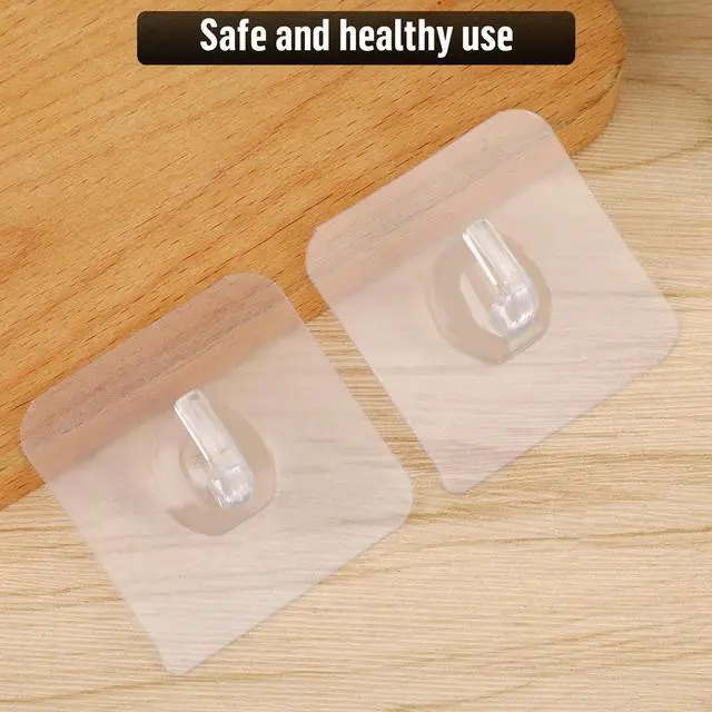 Alt view image 3 of 7 - 12 Pack Self-Adhesive Small Wall Hooks Clear Square Plastic Strong Shower Pothook Heavy Duty Waterproof for Kitchen Bathroom Office Door Window Hanging Hat Towel Picture