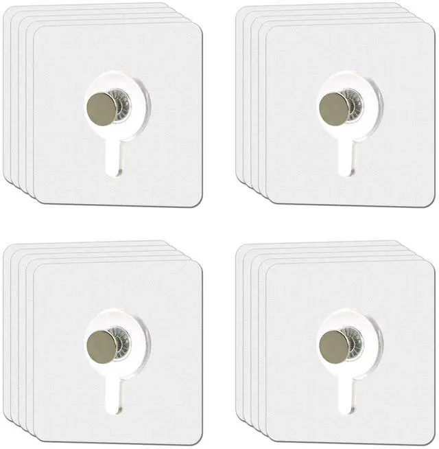 Main image of 20 Pcs Heavy Duty Adhesive Picture Hooks 33 lbs Load No-Nail Wall Hangers, Waterproof Transparent Sticky Hooks for Frame, Mirror, Bathroom, Kitchen, Home Decor (2.2 x 2.2 inch)