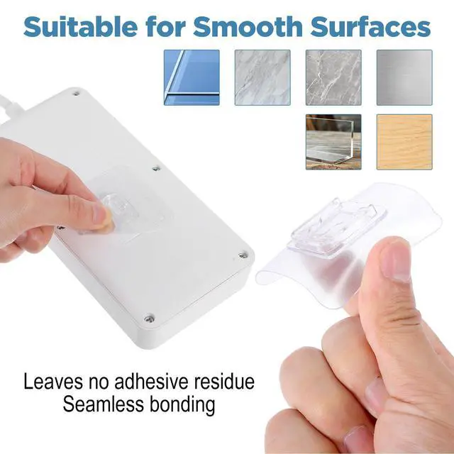 Alt view image 3 of 7 - 10 Pairs Double-Sided Adhesive Wall Hooks, Clear No Drill Adhesive Hooks for Hanging - Transparent Wall Hook for Bathroom, Kitchen, Office