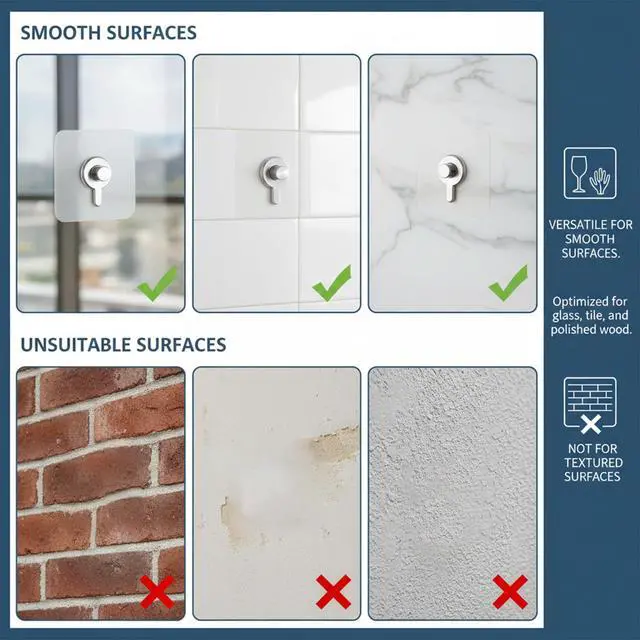 Alt view image 4 of 7 - 12 Pcs Wall Hooks Adhesive Picture Hooks, Picture Hangers Without Nails, Heavy Duty Adhesive Wall Hook, Transparent Waterproof Frame Hangers Sticky Hook for Kitchen, Bathroom, Office