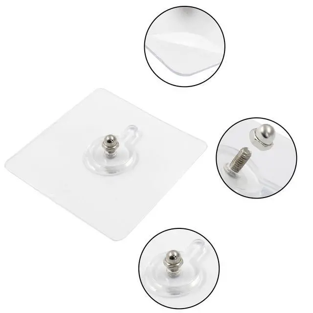 Alt view image 4 of 5 - 10pcs Self-Adhesive Hooks Without Nails, Heavy Duty Wall Hooks for Hanging, Screw Free Sticker for Wall Mount, Waterproof Picture Hanging Hooks for Kitchen, Bathroom, Home, Office (8mm)