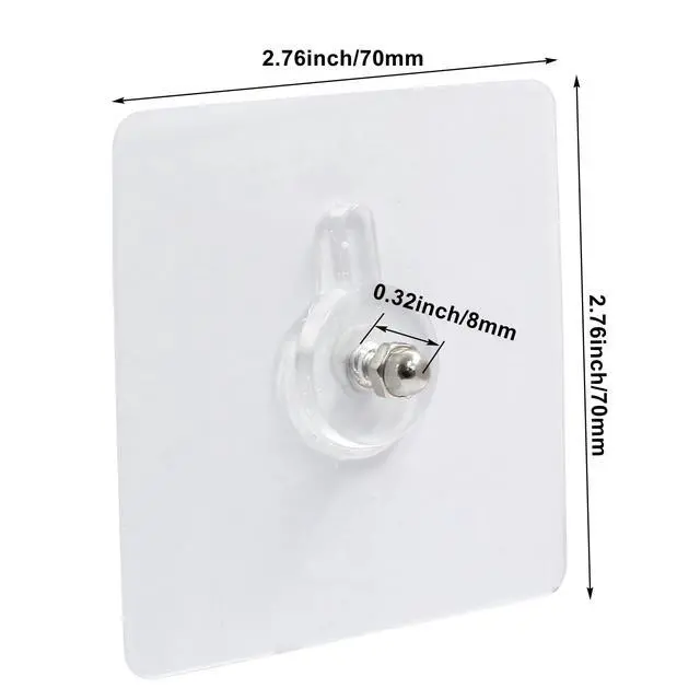 Alt view image 5 of 5 - 10pcs Self-Adhesive Hooks Without Nails, Heavy Duty Wall Hooks for Hanging, Screw Free Sticker for Wall Mount, Waterproof Picture Hanging Hooks for Kitchen, Bathroom, Home, Office (8mm)