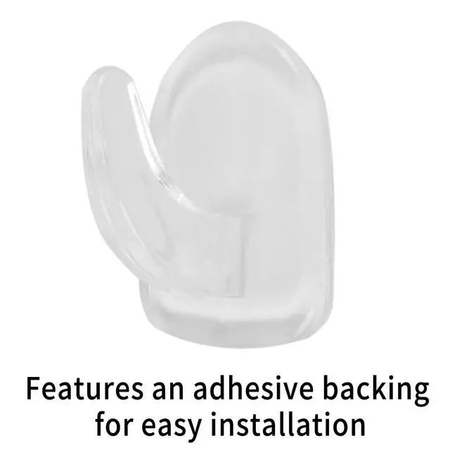 Alt view image 3 of 7 - 10Pcs Clear Adhesive Wall Hooks for Hanging, Heavy Duty Adhesive Hooks, for Outdoor String Lights, no Nail Picture Hangers, for Kitchen Bathroom Bedroom Office