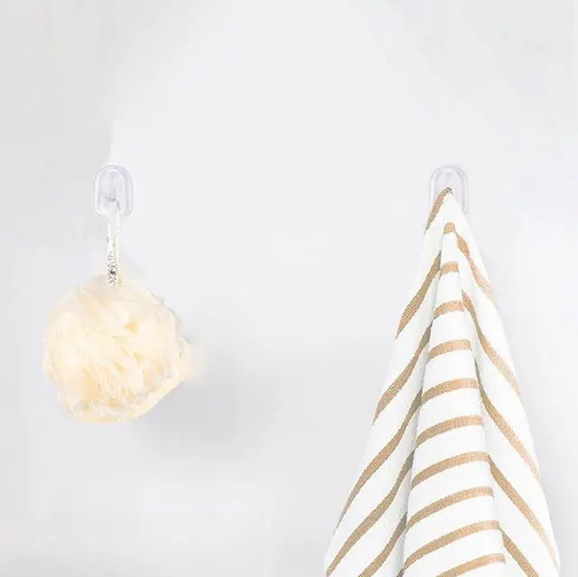 Alt view image 4 of 7 - 10Pcs Clear Adhesive Wall Hooks for Hanging, Heavy Duty Adhesive Hooks, for Outdoor String Lights, no Nail Picture Hangers, for Kitchen Bathroom Bedroom Office