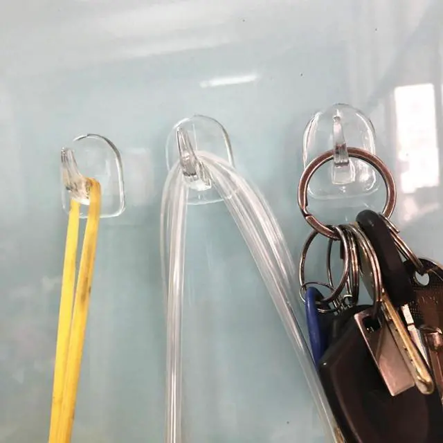 Alt view image 5 of 7 - 10Pcs Clear Adhesive Wall Hooks for Hanging, Heavy Duty Adhesive Hooks, for Outdoor String Lights, no Nail Picture Hangers, for Kitchen Bathroom Bedroom Office