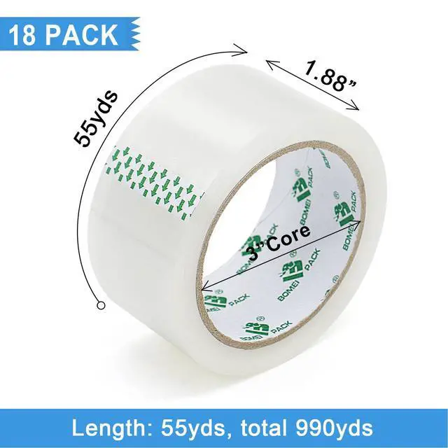 Alt view image 2 of 7 - 18 Rolls Clear Packing Tape, Heavy Duty Packaging Tape with Dispenser,1.88In x 55Yd,2.4Mil Thick Industrial Grade Transparent Tape Refills for Shipping,Moving,Sealing and storages