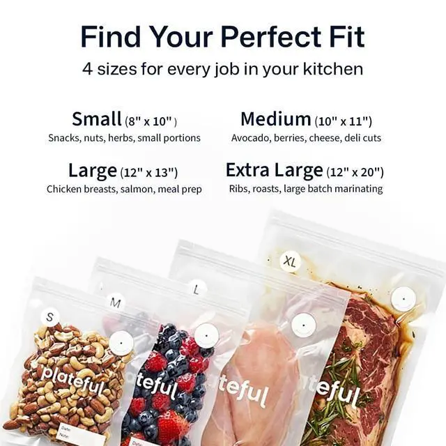 Alt view image 2 of 7 - Vacuum Sealer Food Bags (10 x Extra Large) - BPA-Free Pre-Cut Vacuum Sealer Bags for Food Seal, Easy Use, Compact Handheld Reusable Seal For Storage, Air Valve Zipper